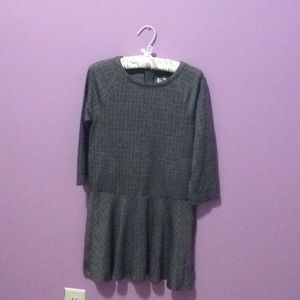 GAP Girls Dark Gray Knit Long-Sleeve Skater Dress